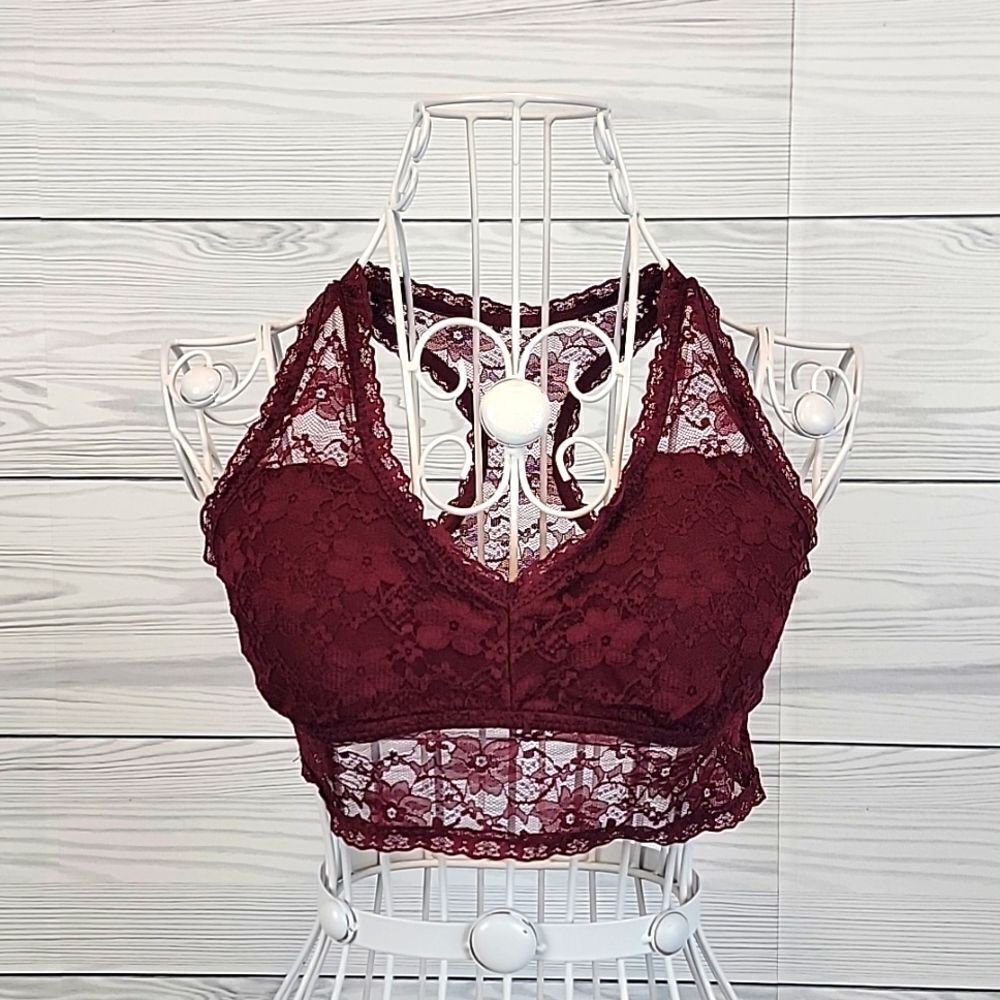 Lace Bralette racerback unbranded - burgundy Women's Size S